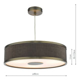 Alvaro 3 Light Pendant Antique Bronze and Brown With Shade