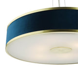 Alvaro 6 Light Pendant Brushed Brass and Blue With Shade