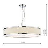 Alvaro 6 Light Pendant Polished Chrome and Ivory With Shade