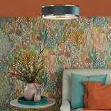 Alvaro 3 Light Flush Brushed Brass With Blue shade