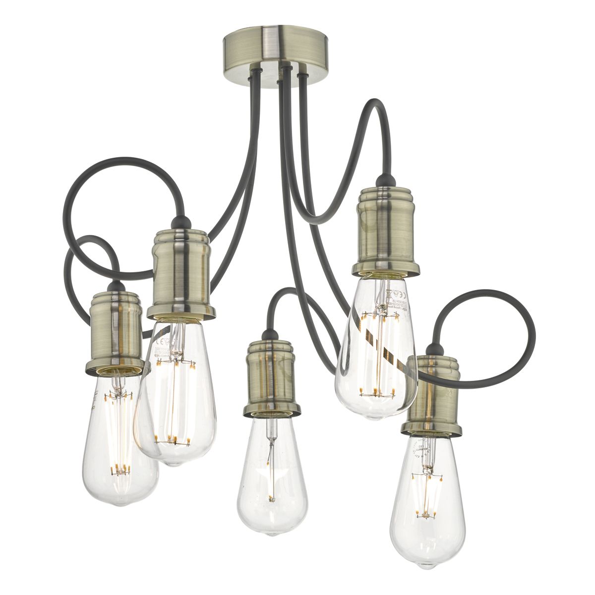 Alzbet 5 Light Semi-Flush Antique Brass