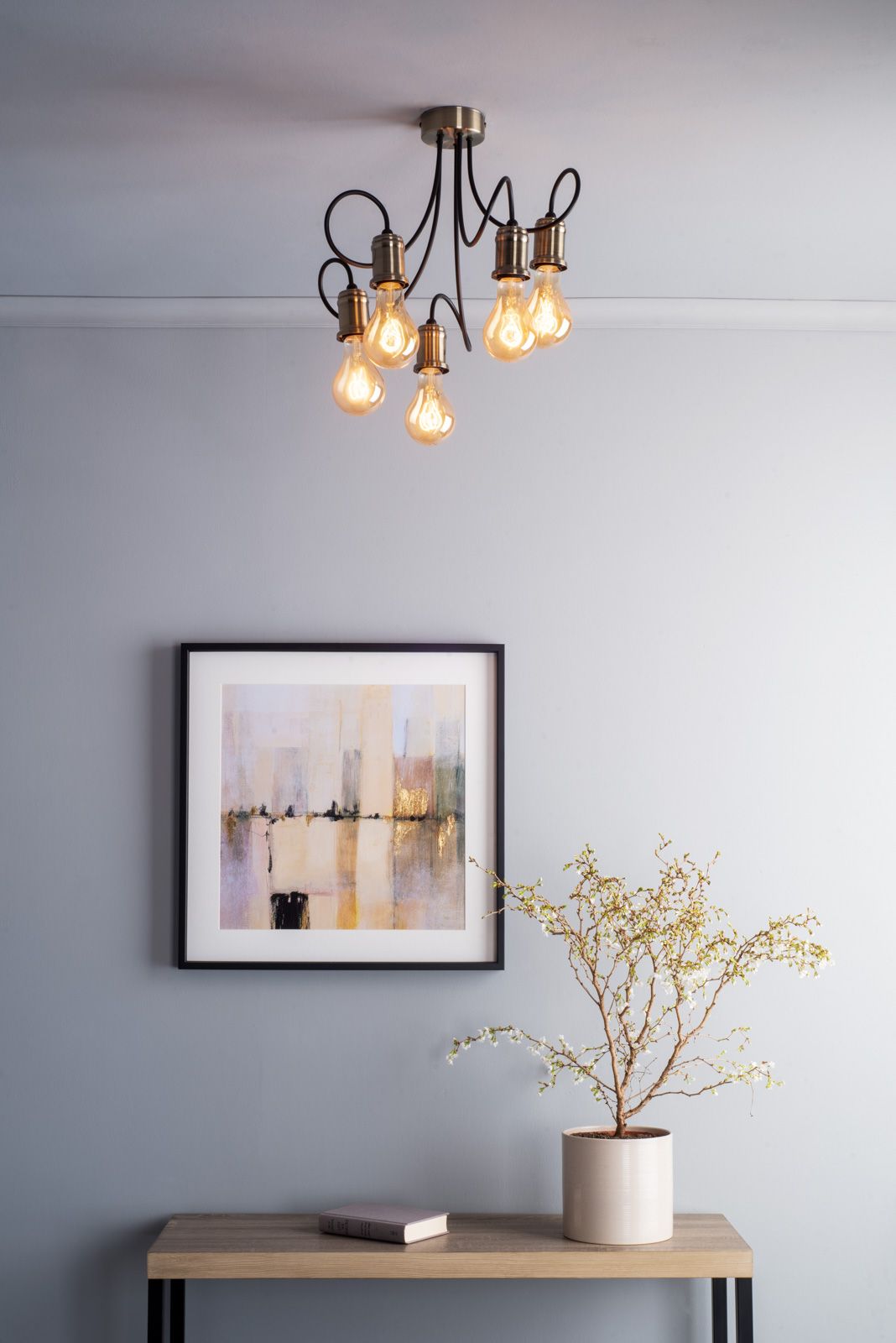 Alzbet 5 Light Semi-Flush Antique Brass