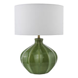 Amrita Ceramic Table Lamp Green and Antique Brass With Shade