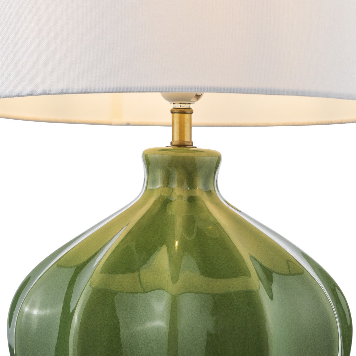 Amrita Ceramic Table Lamp Green and Antique Brass Base Only