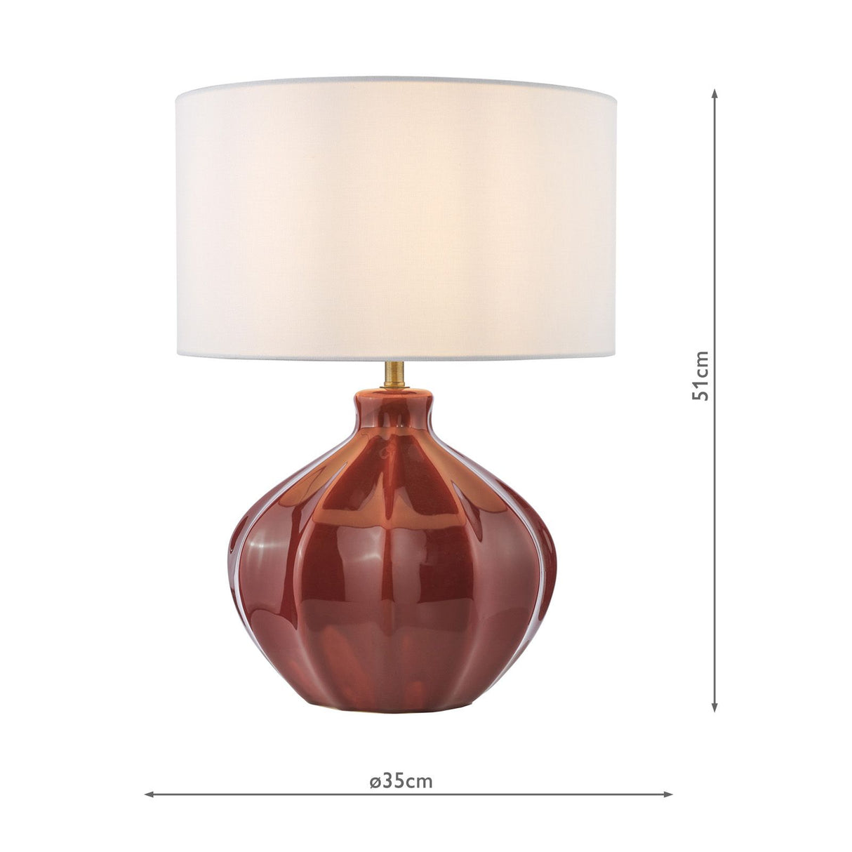 Amrita Ceramic Table Lamp Red and Antique Brass With Shade