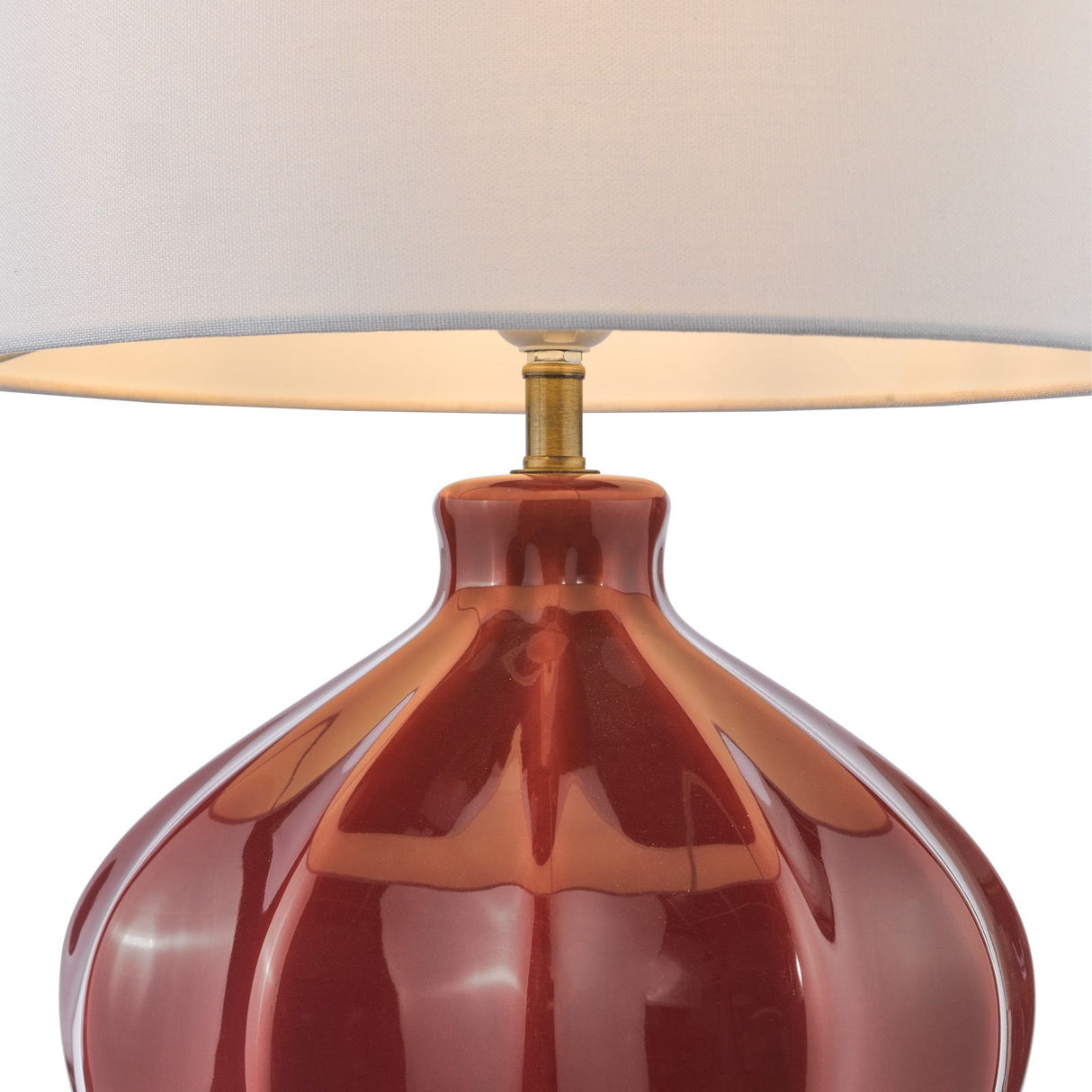 Amrita Ceramic Table Lamp Red and Antique Brass Base Only