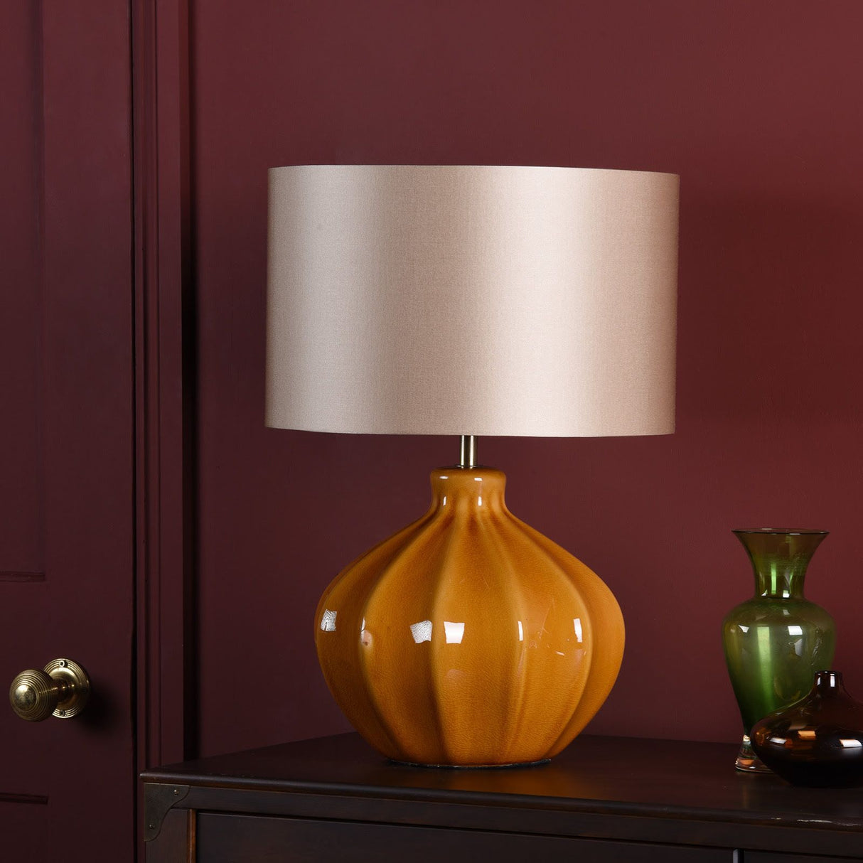 Amrita Table Lamp Brown and Antique Brass Base Only