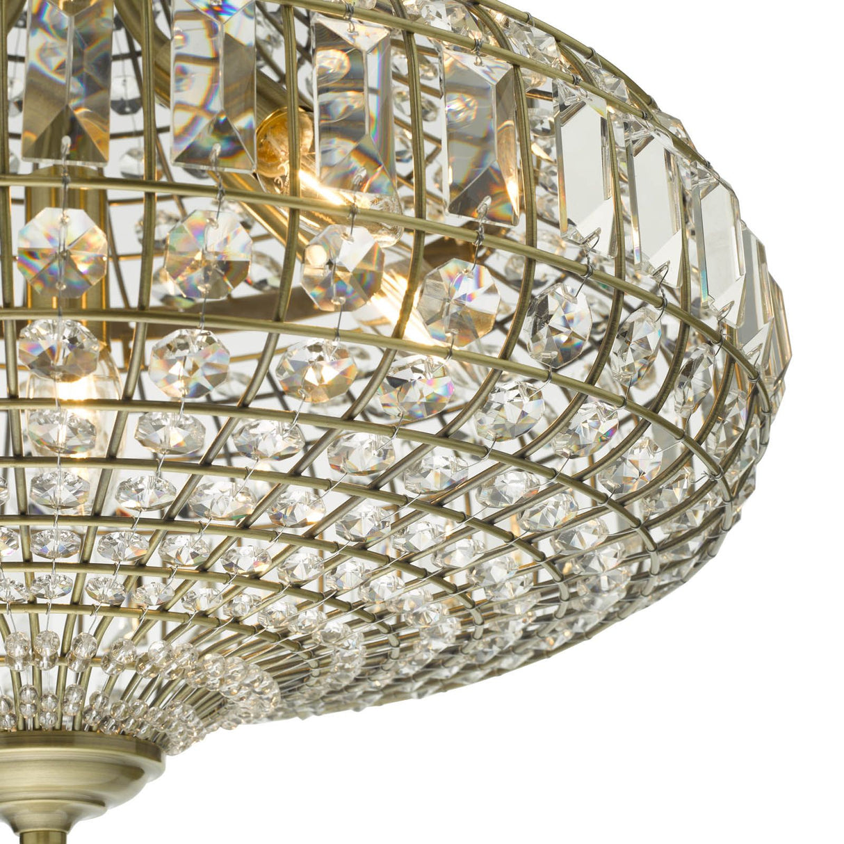 Asmara 6 Light Pendant Antique Brass Crystal