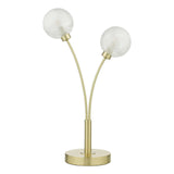 Avari 2 Light Table Lamp Satin Brass Glass