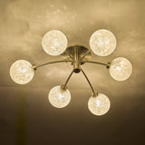 Avari 6 Light Semi Flush Satin Nickel Frosted Glass