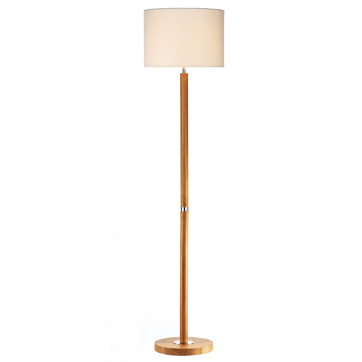 Elegant Light Wood Floor Lamp with Cream Shade