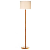 Elegant Light Wood Floor Lamp with Cream Shade