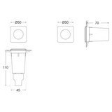 Aldo Square 1.7W G9 LED 4000K, Recessed/Ground Light, Black/Clear