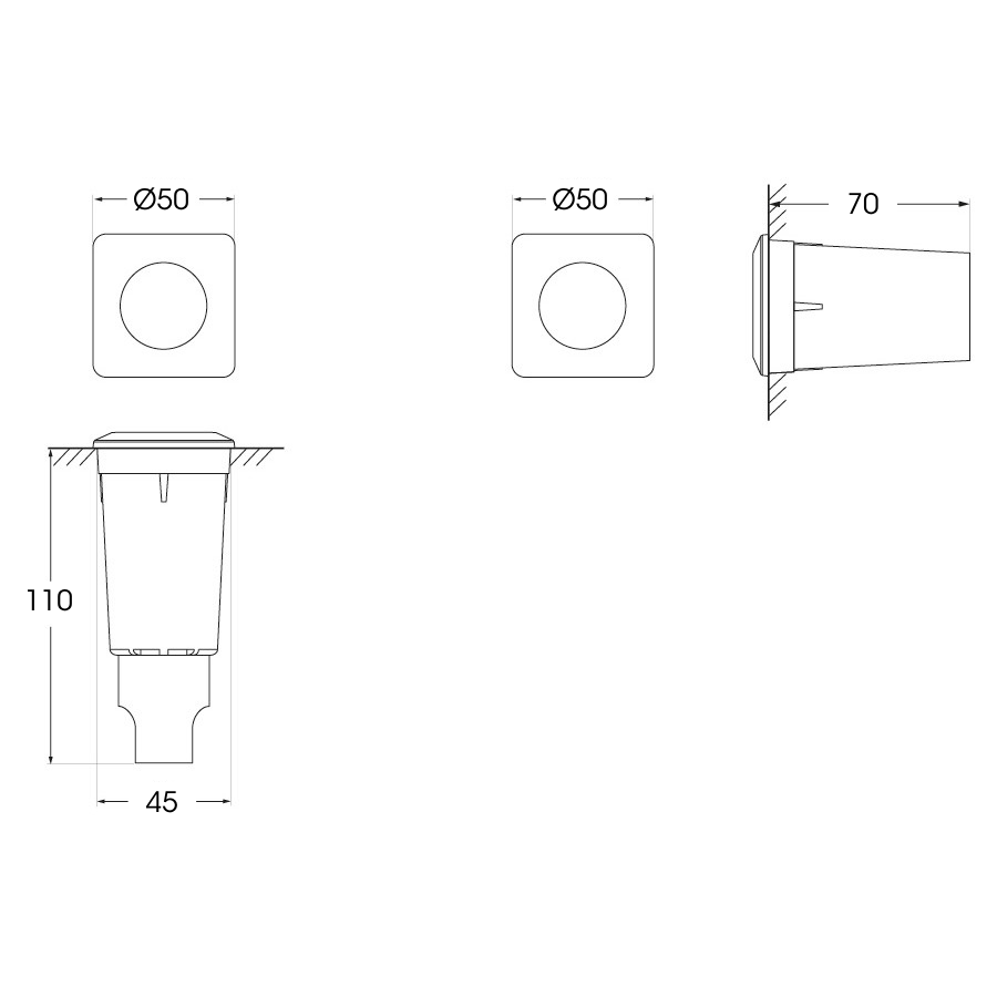 Aldo Square 1.7W G9 LED 3000K, Recessed/Ground Light, White/Clear