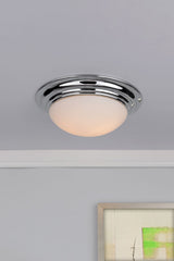 Barclay Large Bathroom Flush Polished Chrome Opal Glass IP44