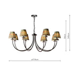 Becca 8 Light Pendant Matt Black With Shade