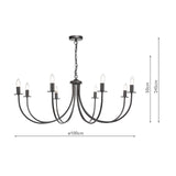 Becca 8 Light Pendant Matt Black Fitting Only