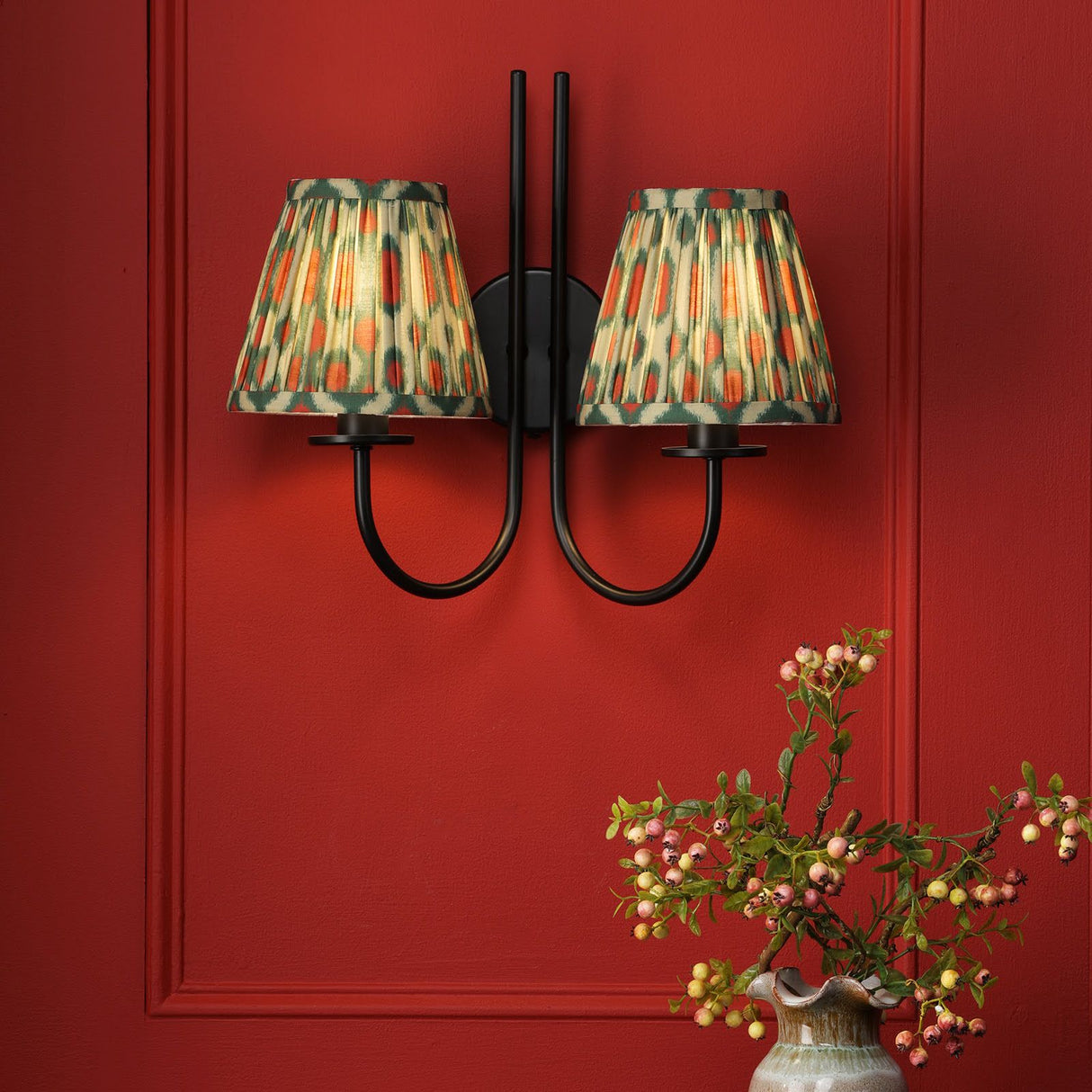 Becca 2 Light Wall Light Matt Black With Shade