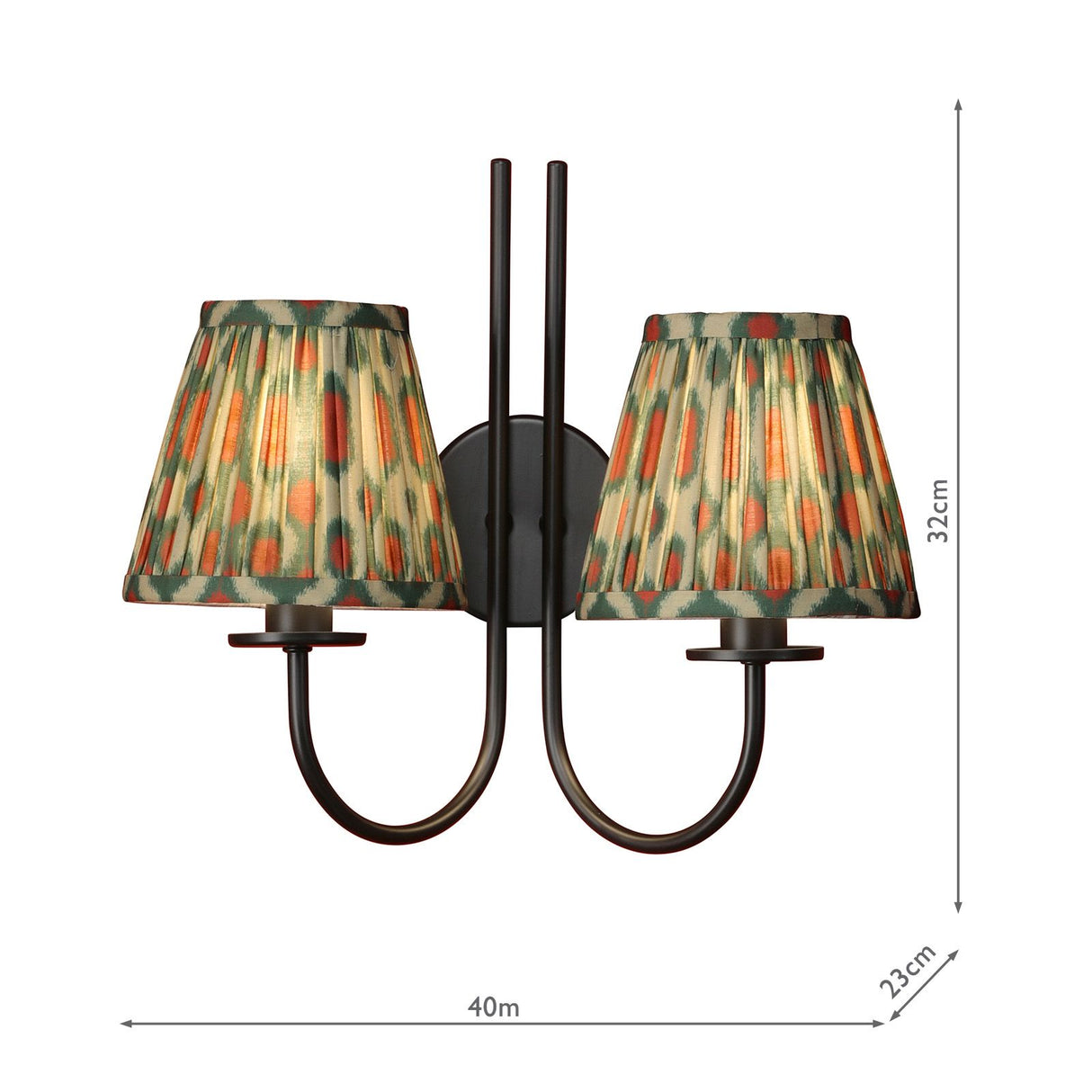 Becca 2 Light Wall Light Matt Black With Shade