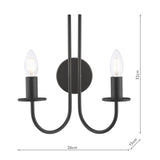 Becca 2 Light Wall Light Matt Black Bracket Only