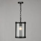 Bianka Pendant Matt Black and Ribbed Glass