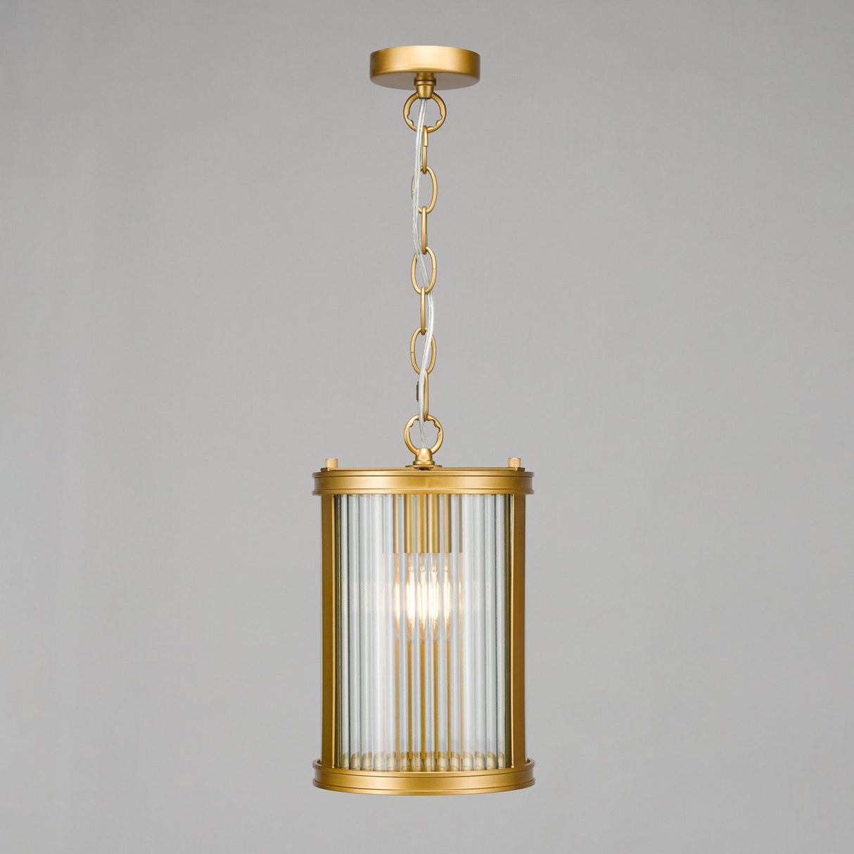 Bianka Pendant Satin Bronze and Ribbed Glass