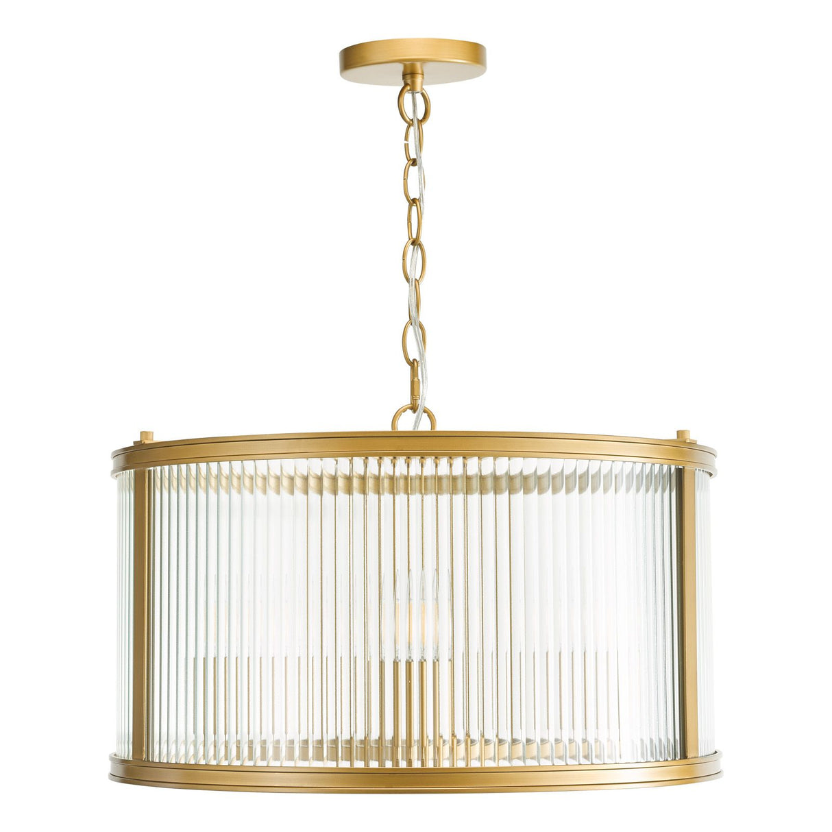Bianka 3 Light Pendant Satin Bronze and Ribbed Glass