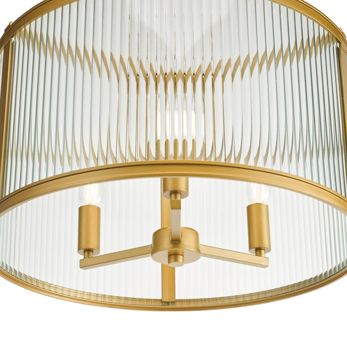 Bianka 3 Light Pendant Satin Bronze and Ribbed Glass