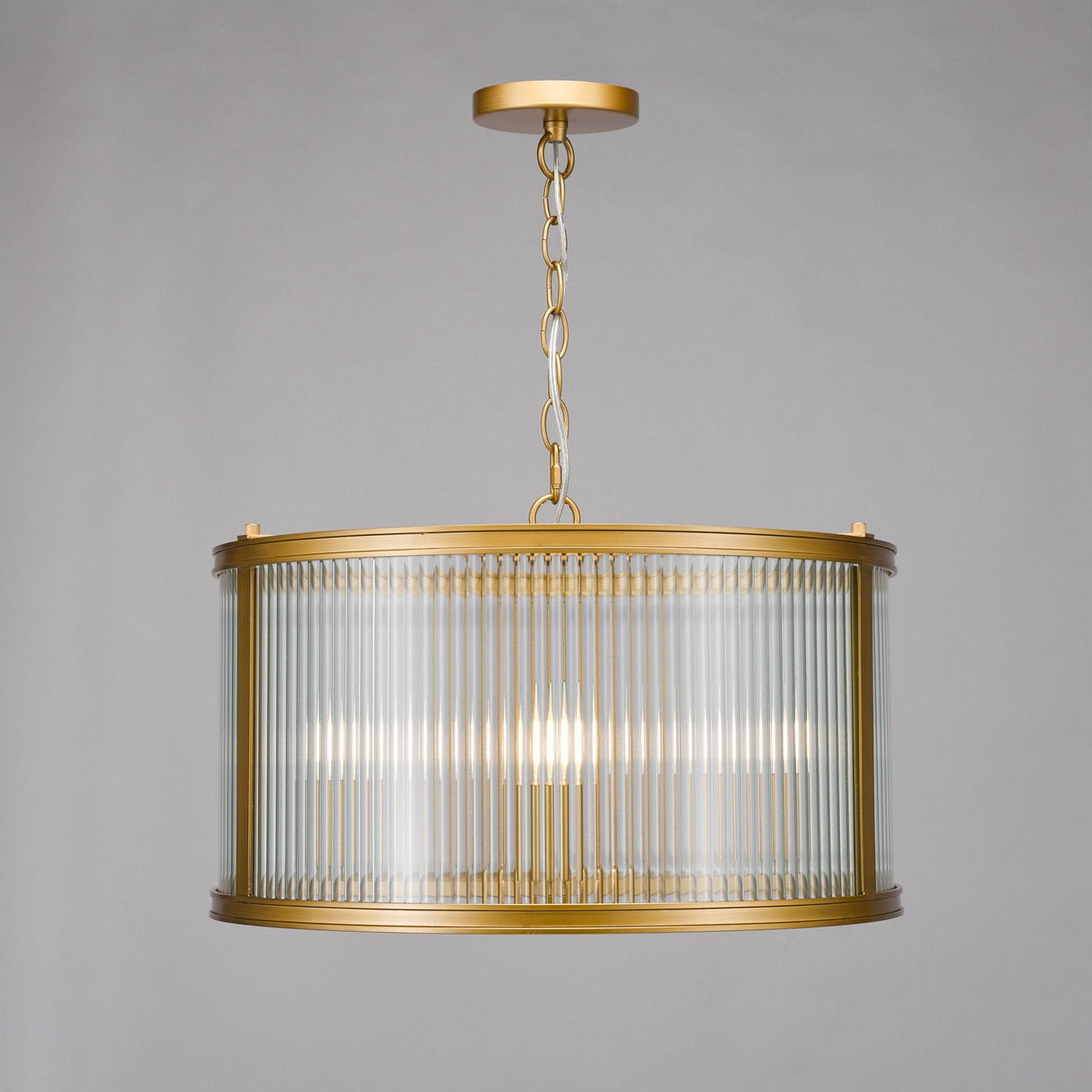 Bianka 3 Light Pendant Satin Bronze and Ribbed Glass