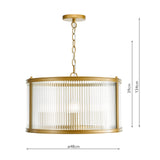 Bianka 3 Light Pendant Satin Bronze and Ribbed Glass