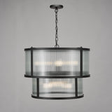 Bianka 6 Light Pendant Matt Black and Ribbed Glass