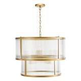 Bianka 6 Light Pendant Satin Bronze and Ribbed Glass