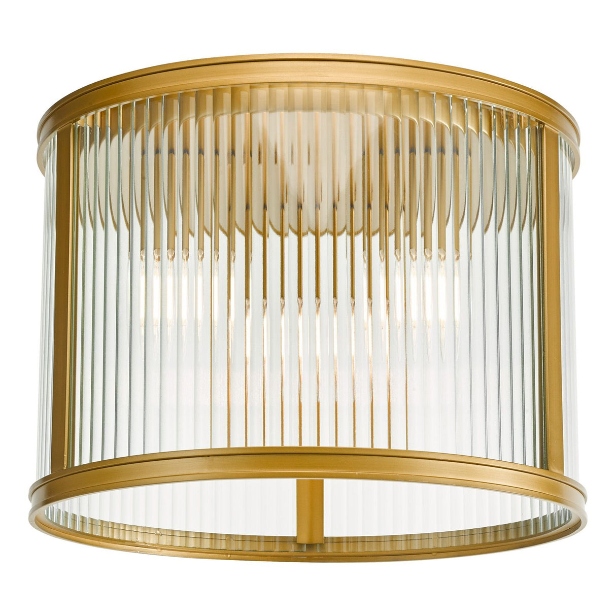 Bianka 3 Light Flush Satin Bronze and Ribbed Glass