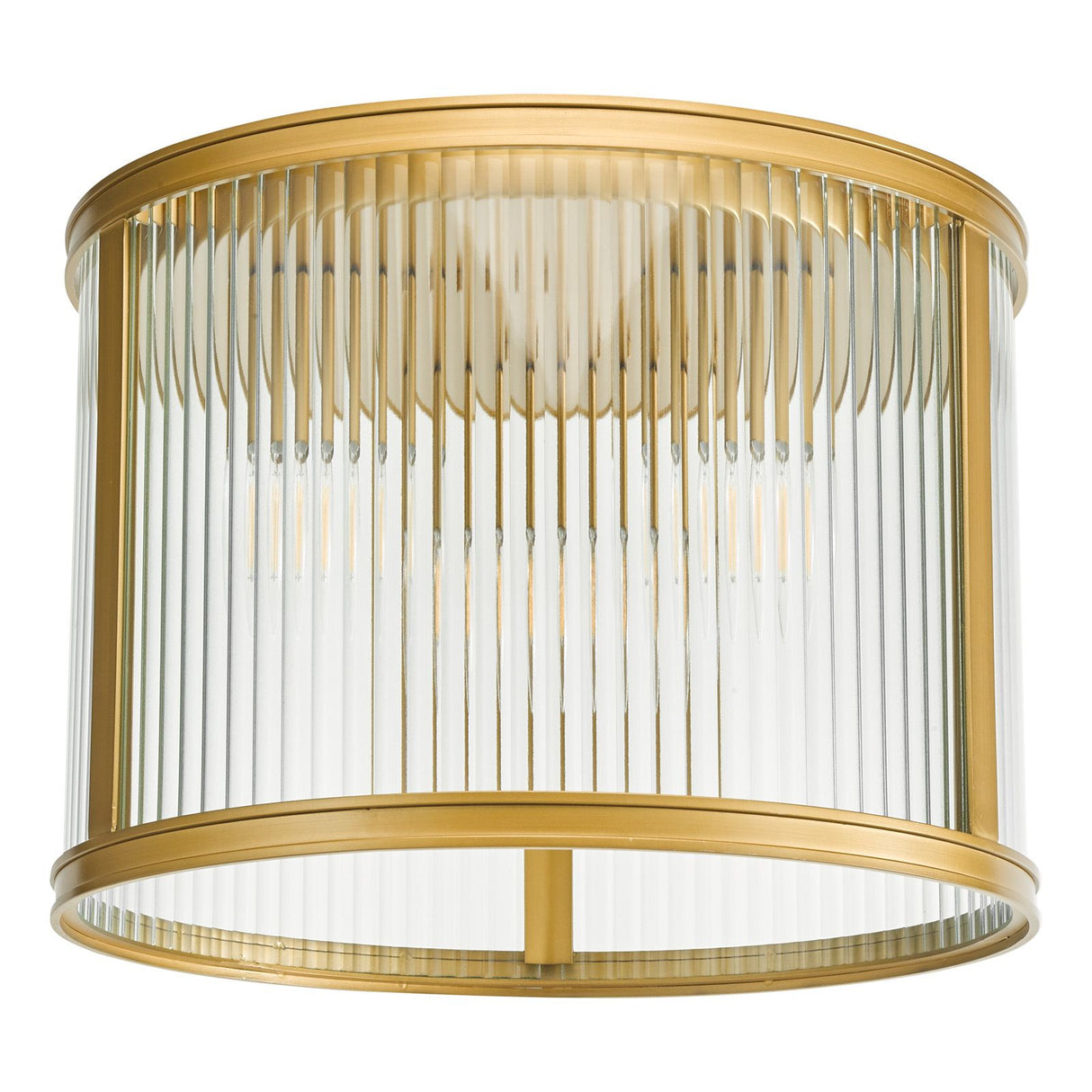 Bianka 3 Light Flush Satin Bronze and Ribbed Glass