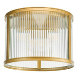 Bianka 3 Light Flush Satin Bronze and Ribbed Glass