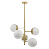 Bombazine 5 Light Pendant Natural Brass & Opal Glass