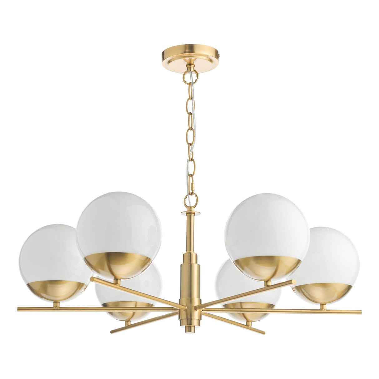 Bombazine 6 Light Pendant Natural Brass and Opal Glass