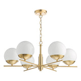 Bombazine 6 Light Pendant Natural Brass and Opal Glass