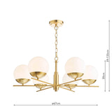 Bombazine 6 Light Pendant Natural Brass and Opal Glass