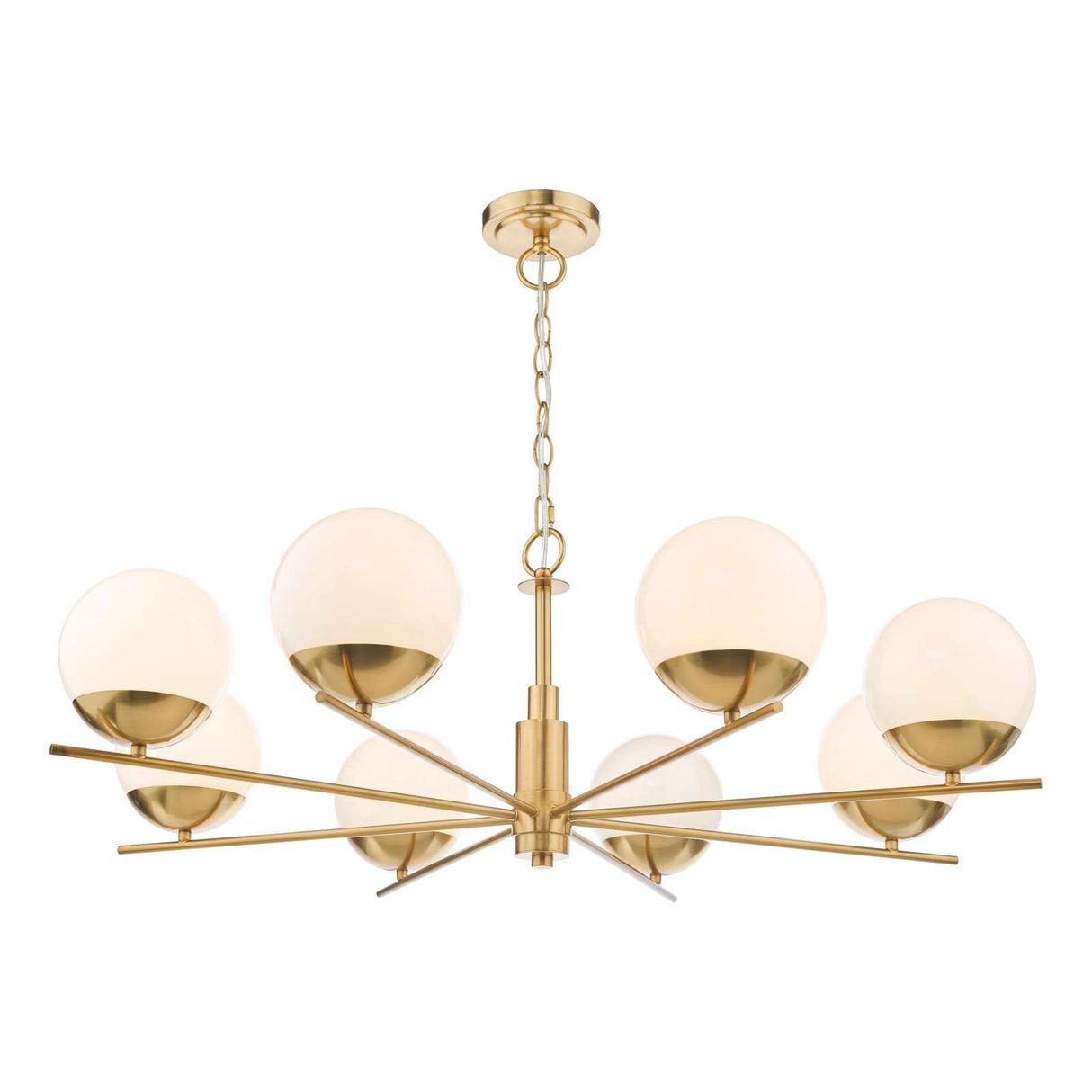 Bombazine 8 Light Pendant Natural Brass Opal Glass