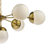 Bombazine 7 Light Pendant Natural Brass & White Opal Glass