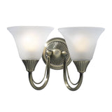 Boston 2 Light Wall Light Antique Brass and Opal Glass