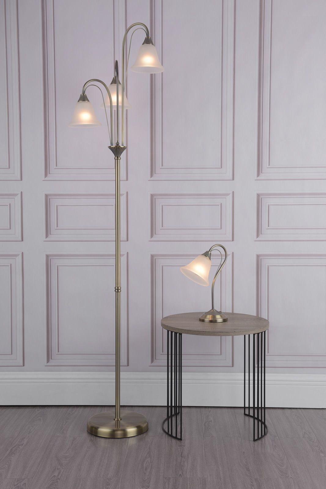 Boston Table Lamp Antique Brass and Opal Glass