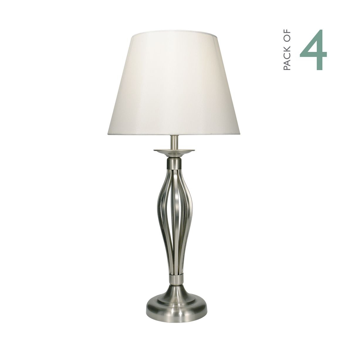 Bybliss Table Lamp Satin Chrome With Shade (Multipack)