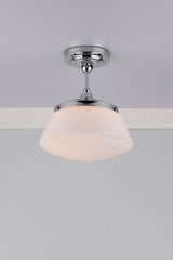 Caden Bathroom Semi Flush Polished Chrome Opal Glass IP44