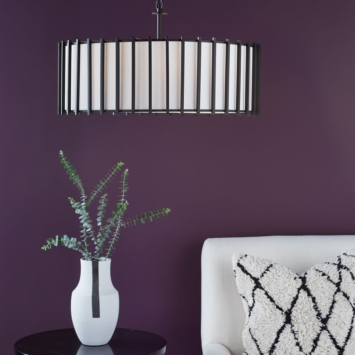 Cagliari 8 Light Pendant Matt Black and Ivory