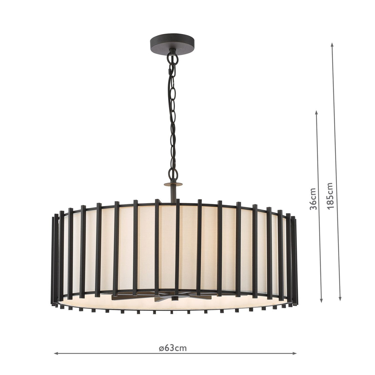 Cagliari 8 Light Pendant Matt Black and Ivory