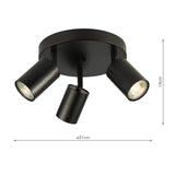 Cawley 3 Light Plate Spotlight Matt Black