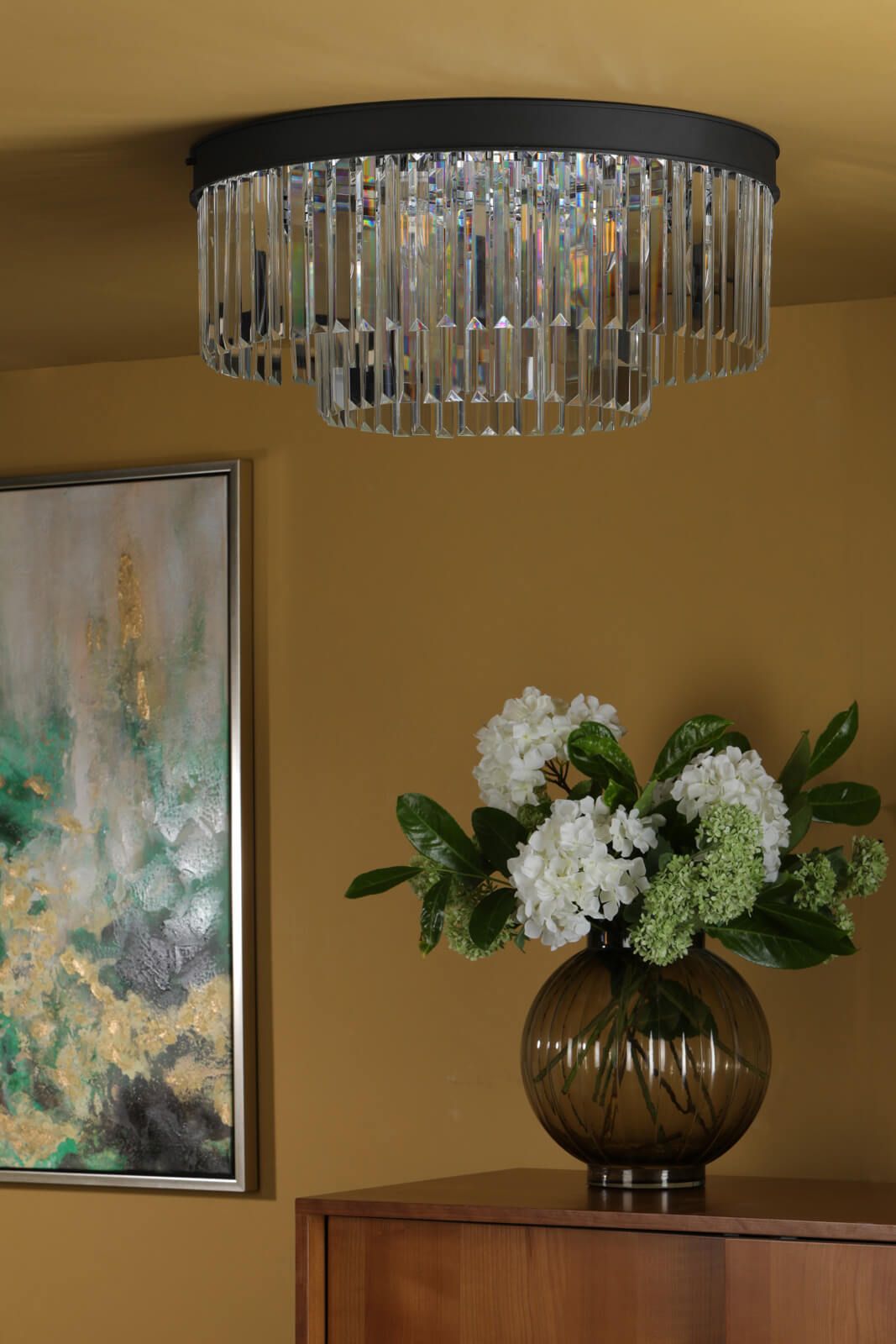 Celeus 6 Light Flush Matt Anthracite & Crystal