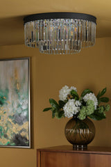 Celeus 6 Light Flush Matt Anthracite & Crystal